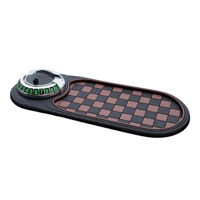 Checkered game board with digital display on a white background