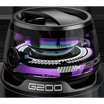 Black and purple G200 device with glowing interior on a black background