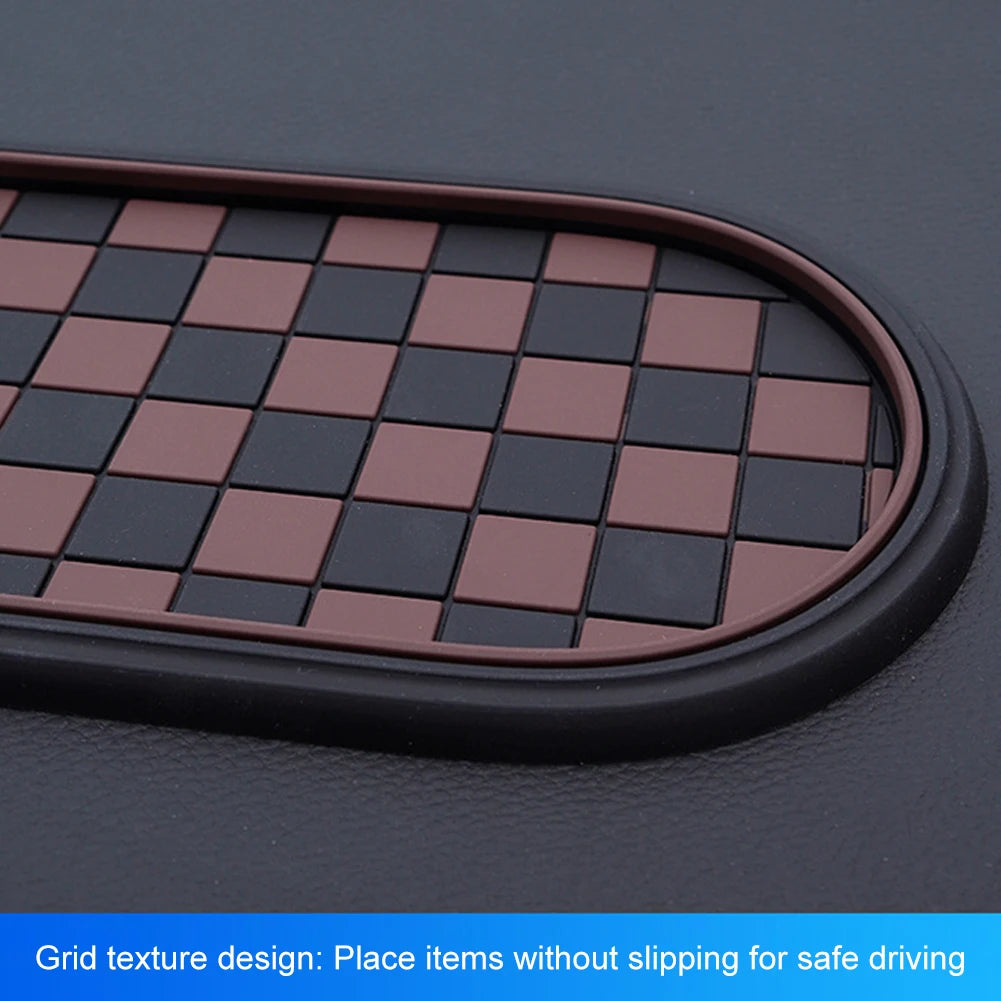 Grid texture design mat on a car dashboard with checkered pattern