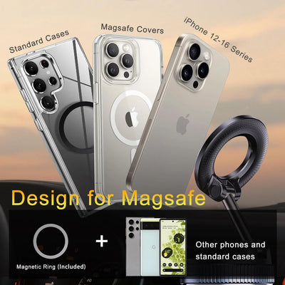 Phone cases and accessories with Magsafe compatibility on a gradient background