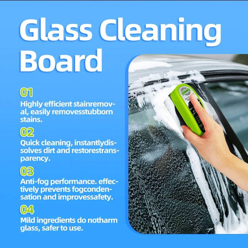 Car Glass Oil Film Remover – Automotive Windshield Cleaner with Sponge Brush for Front & Inner Glass