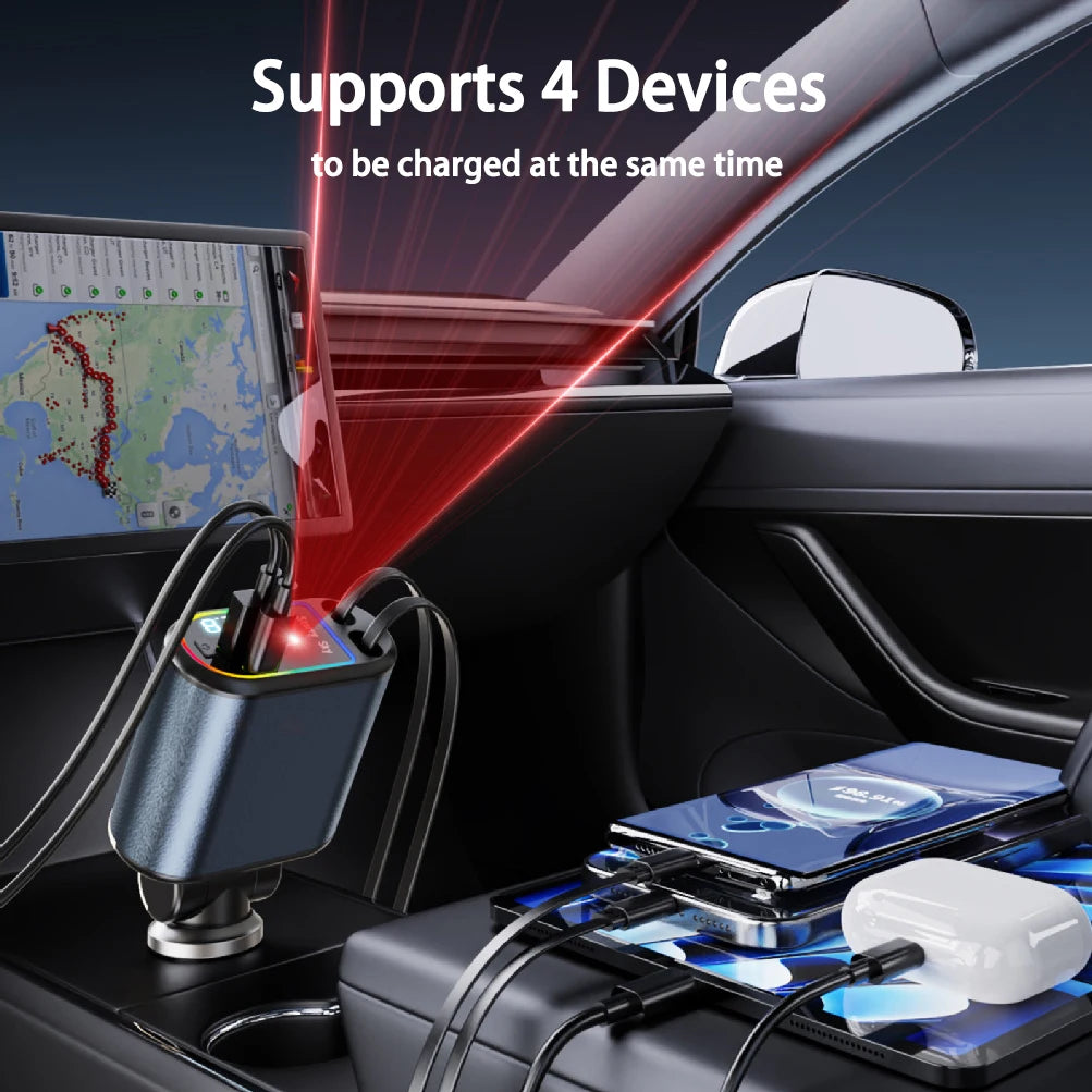 ⚡Retractable Car Charger – LED✨