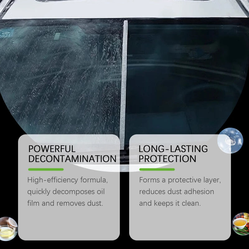 Car Glass Oil Film Remover – Automotive Windshield Cleaner with Sponge Brush for Front & Inner Glass