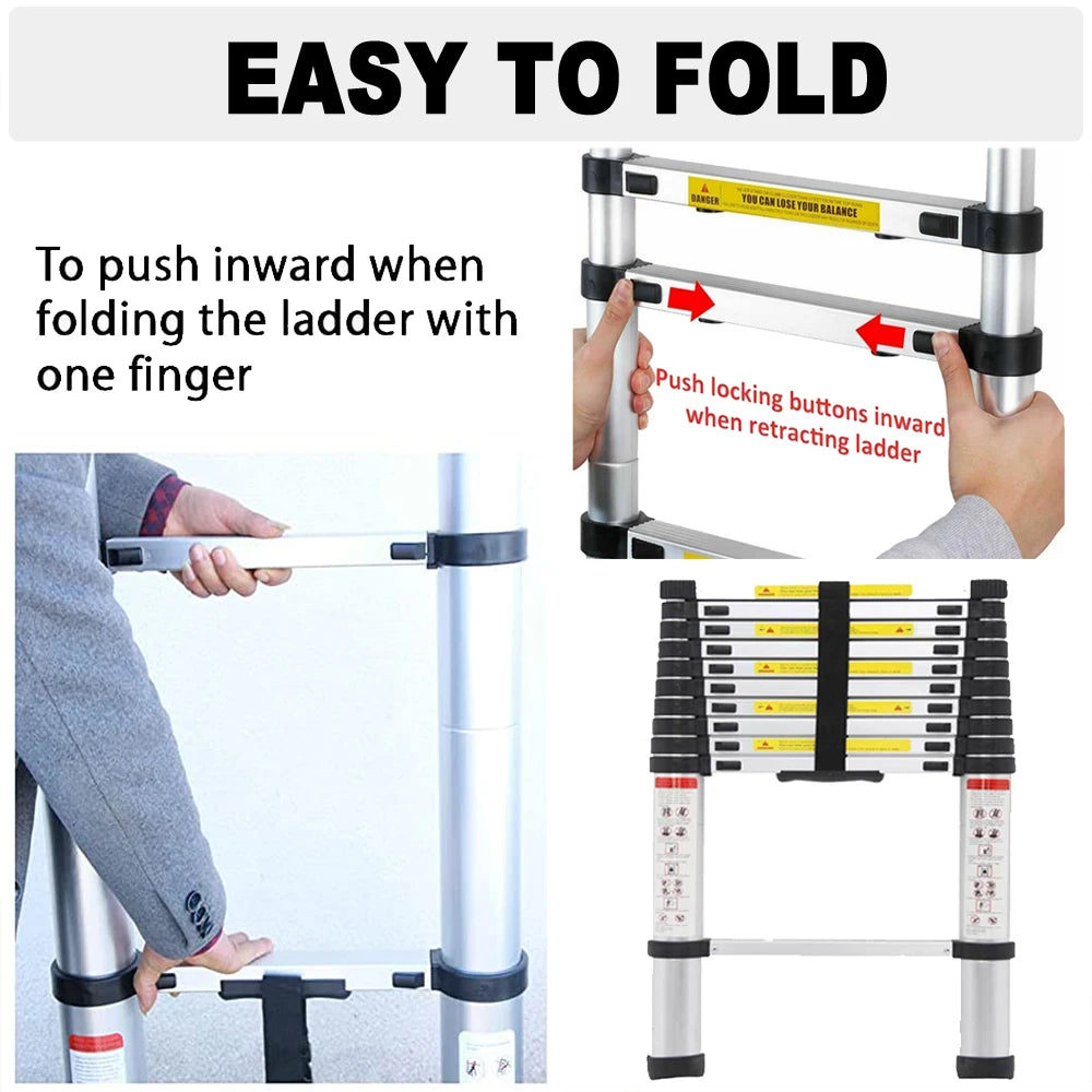 Telescopic Aluminum Ladder) | Multipurpose Loft & Outdoor Use | Anti-Slip, Portable, EN131 Certified
