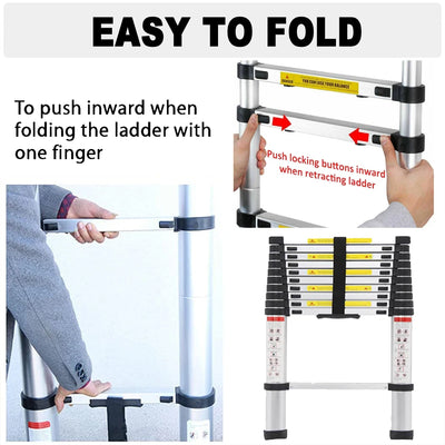 Telescopic Aluminum Ladder) | Multipurpose Loft & Outdoor Use | Anti-Slip, Portable, EN131 Certified