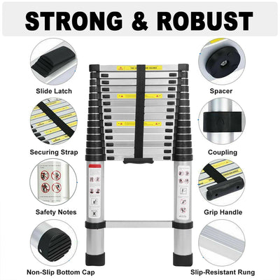 Telescopic Aluminum Ladder) | Multipurpose Loft & Outdoor Use | Anti-Slip, Portable, EN131 Certified