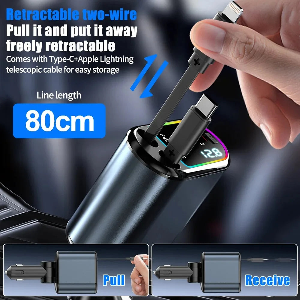 ⚡Retractable Car Charger – LED✨