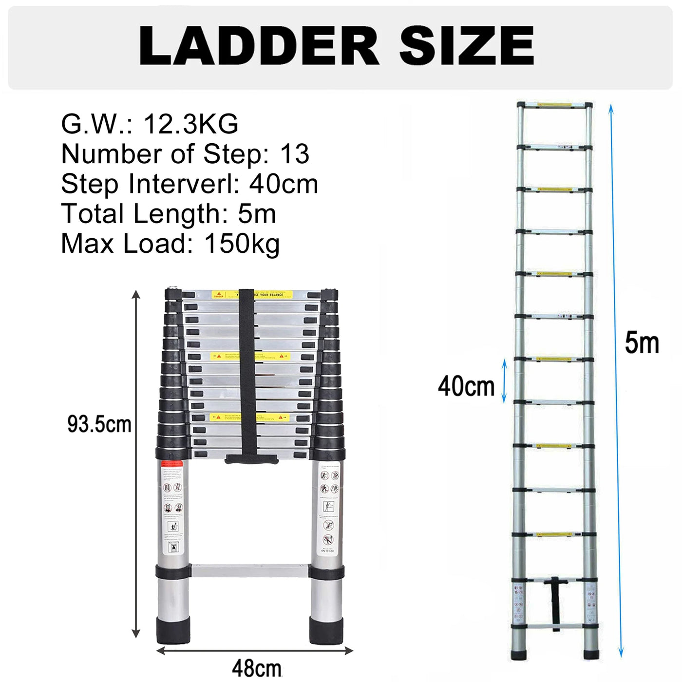 Telescopic Aluminum Ladder) | Multipurpose Loft & Outdoor Use | Anti-Slip, Portable, EN131 Certified