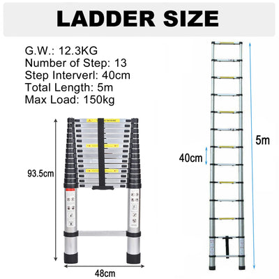 Telescopic Aluminum Ladder) | Multipurpose Loft & Outdoor Use | Anti-Slip, Portable, EN131 Certified