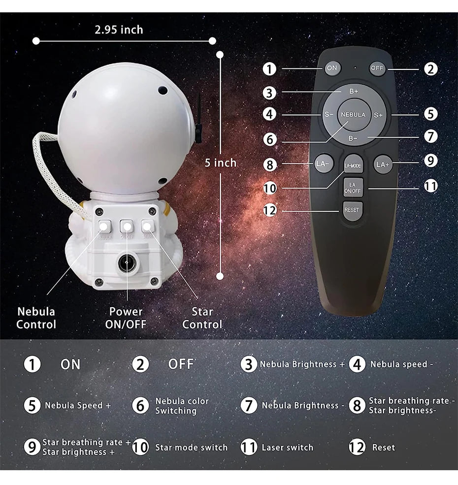 Astronaut Galaxy Projector Night Light – LED Starry Sky & Nebula Lamp for Bedroom, Kids & Home Decor