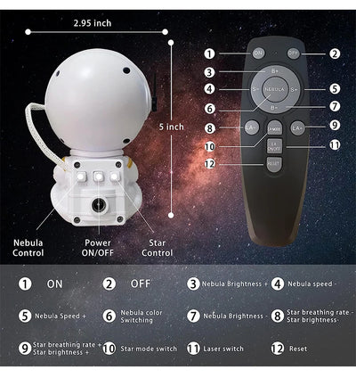 Astronaut Galaxy Projector Night Light – LED Starry Sky & Nebula Lamp for Bedroom, Kids & Home Decor